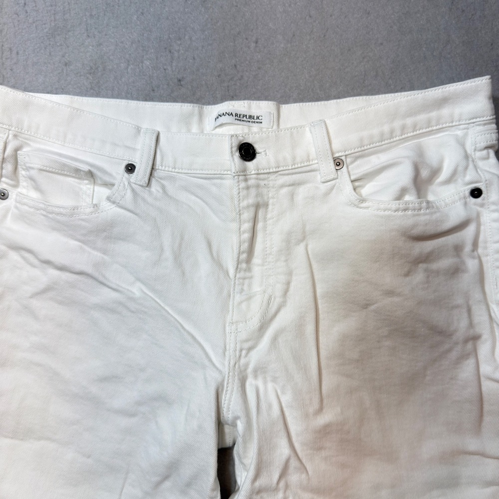 Banana Republic Denim Shorts Womens 30 White Excellent Roll-Up Premium Denim